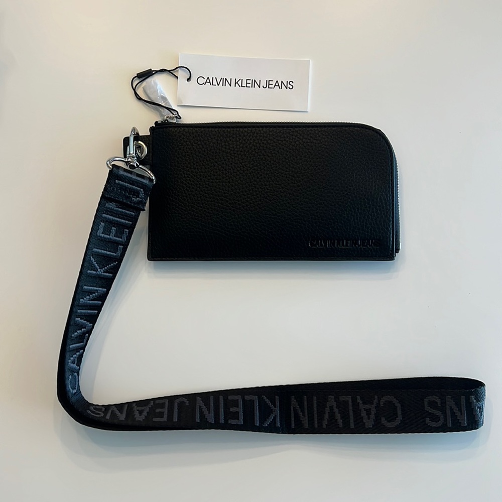 Calvin Klein black wristlet purse NWT